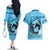 Personalized Kentucky Horse Racing Couples Matching Off The Shoulder Long Sleeve Dress and Hawaiian Shirt Beauty and The Horse Blue Version LT01