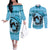 Personalized Kentucky Horse Racing Couples Matching Off The Shoulder Long Sleeve Dress and Long Sleeve Button Shirt Beauty and The Horse Blue Version LT01