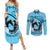 Personalized Kentucky Horse Racing Couples Matching Summer Maxi Dress and Long Sleeve Button Shirt Beauty and The Horse Blue Version LT01