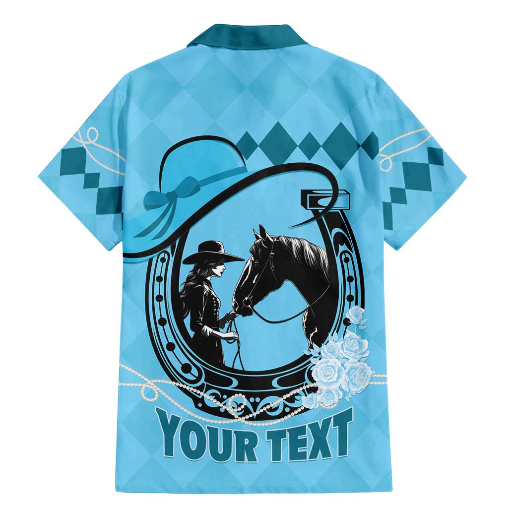Personalized Kentucky Horse Racing Family Matching Mermaid Dress and Hawaiian Shirt Beauty and The Horse Blue Version LT01