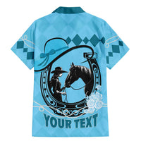 Personalized Kentucky Horse Racing Family Matching Mermaid Dress and Hawaiian Shirt Beauty and The Horse Blue Version LT01
