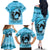 Personalized Kentucky Horse Racing Family Matching Off The Shoulder Long Sleeve Dress and Hawaiian Shirt Beauty and The Horse Blue Version LT01