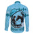 Personalized Kentucky Horse Racing Family Matching Off The Shoulder Long Sleeve Dress and Hawaiian Shirt Beauty and The Horse Blue Version LT01