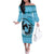 Personalized Kentucky Horse Racing Family Matching Off The Shoulder Long Sleeve Dress and Hawaiian Shirt Beauty and The Horse Blue Version LT01