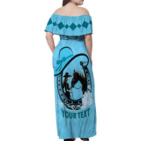Personalized Kentucky Horse Racing Family Matching Off Shoulder Maxi Dress and Hawaiian Shirt Beauty and The Horse Blue Version LT01