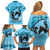 Personalized Kentucky Horse Racing Family Matching Off Shoulder Short Dress and Hawaiian Shirt Beauty and The Horse Blue Version LT01