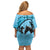 Personalized Kentucky Horse Racing Family Matching Off Shoulder Short Dress and Hawaiian Shirt Beauty and The Horse Blue Version LT01