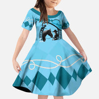 Personalized Kentucky Horse Racing Family Matching Puletasi and Hawaiian Shirt Beauty and The Horse Blue Version LT01