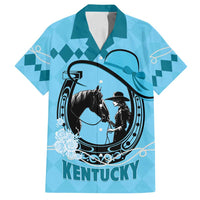 Personalized Kentucky Horse Racing Family Matching Summer Maxi Dress and Hawaiian Shirt Beauty and The Horse Blue Version LT01