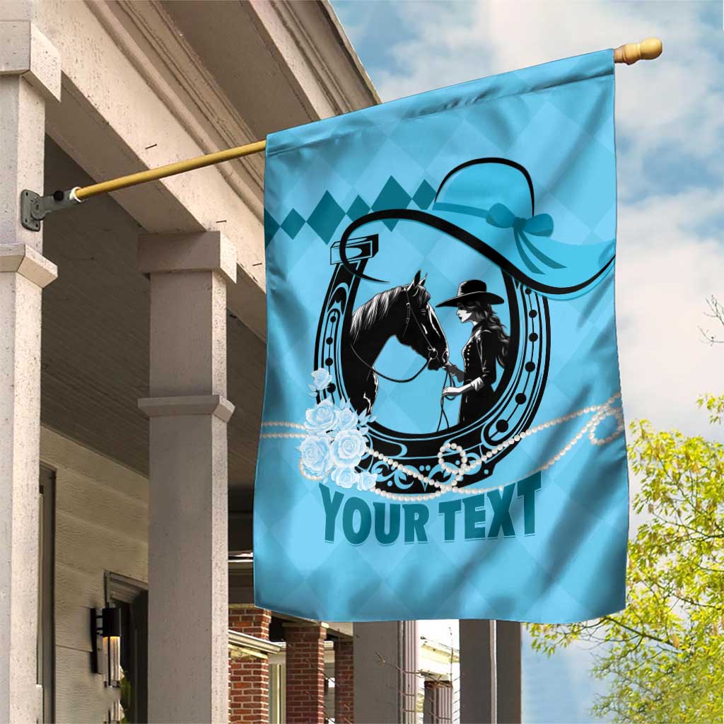 Personalized Kentucky Horse Racing Garden Flag Beauty and The Horse Blue Version LT01
