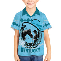 Personalized Kentucky Horse Racing Hawaiian Shirt Beauty and The Horse Blue Version LT01