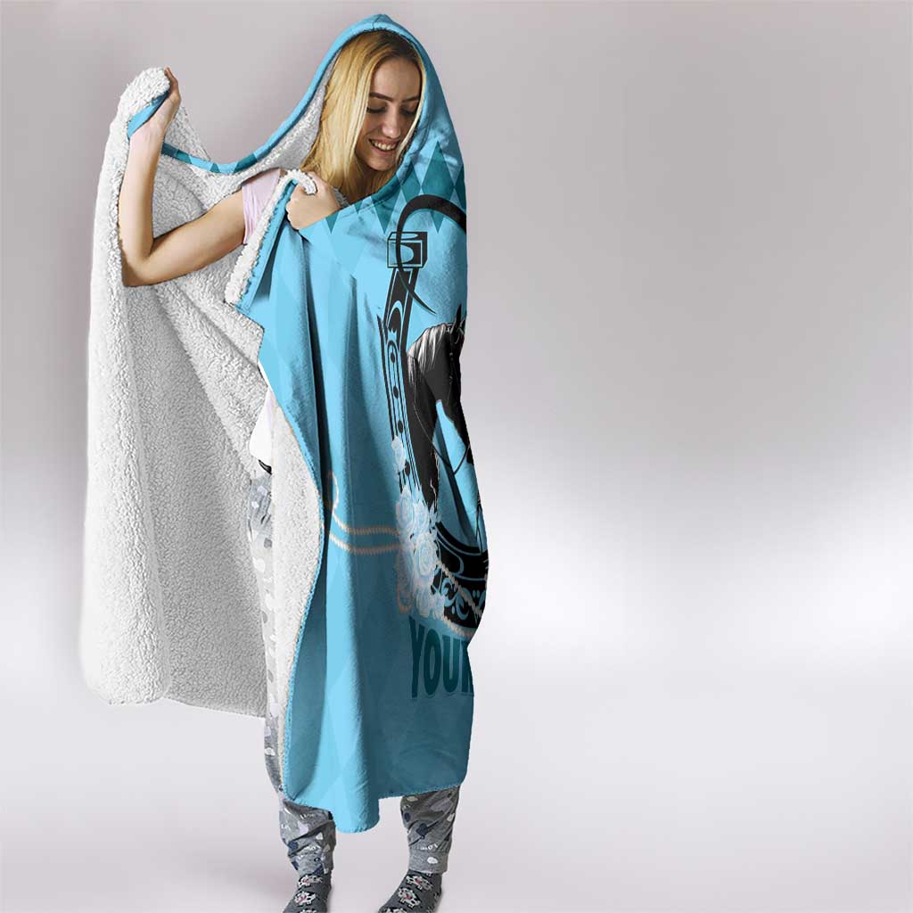 Personalized Kentucky Horse Racing Hooded Blanket Beauty and The Horse Blue Version LT01