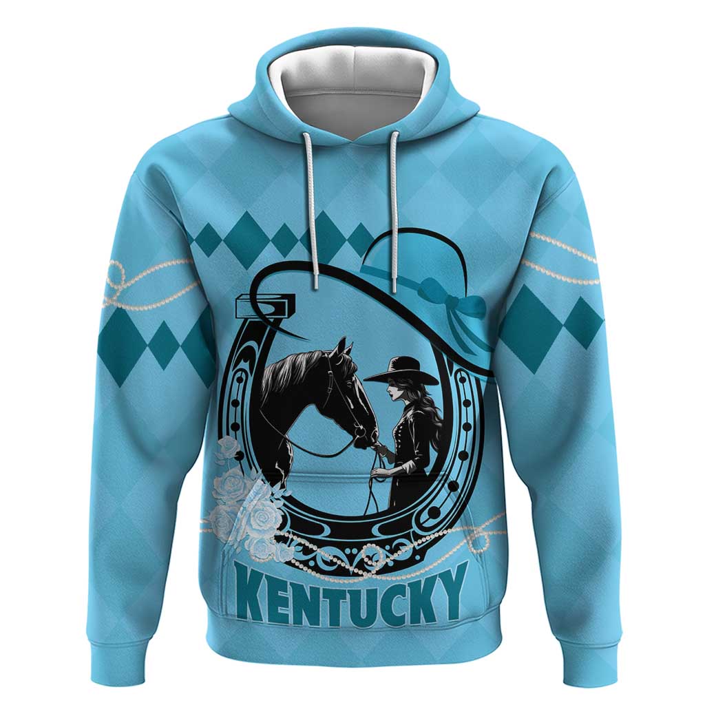 Personalized Kentucky Horse Racing Hoodie Beauty and The Horse Blue Version LT01