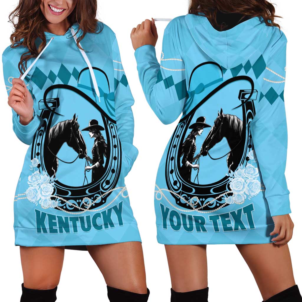 Personalized Kentucky Horse Racing Hoodie Dress Beauty and The Horse Blue Version LT01