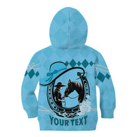 Personalized Kentucky Horse Racing Kid Hoodie Beauty and The Horse Blue Version LT01