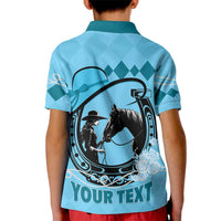 Personalized Kentucky Horse Racing Kid Polo Shirt Beauty and The Horse Blue Version LT01