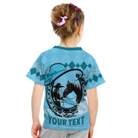 Personalized Kentucky Horse Racing Kid T Shirt Beauty and The Horse Blue Version LT01