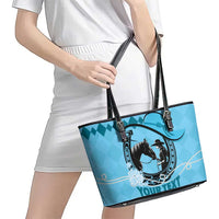 Personalized Kentucky Horse Racing Leather Tote Bag Beauty and The Horse Blue Version LT01