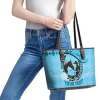 Personalized Kentucky Horse Racing Leather Tote Bag Beauty and The Horse Blue Version LT01