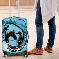 Personalized Kentucky Horse Racing Luggage Cover Beauty and The Horse Blue Version LT01