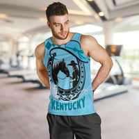 Personalized Kentucky Horse Racing Men Tank Top Beauty and The Horse Blue Version LT01