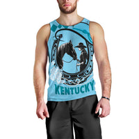 Personalized Kentucky Horse Racing Men Tank Top Beauty and The Horse Blue Version LT01