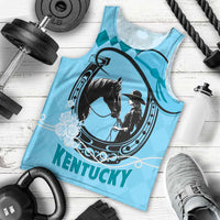 Personalized Kentucky Horse Racing Men Tank Top Beauty and The Horse Blue Version LT01