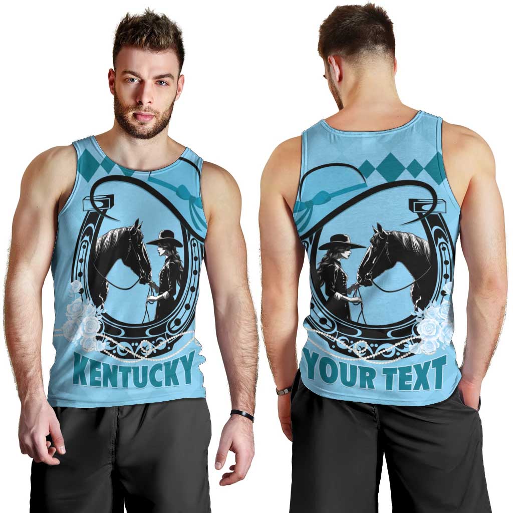 Personalized Kentucky Horse Racing Men Tank Top Beauty and The Horse Blue Version LT01