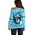 Personalized Kentucky Horse Racing Off Shoulder Sweater Beauty and The Horse Blue Version LT01