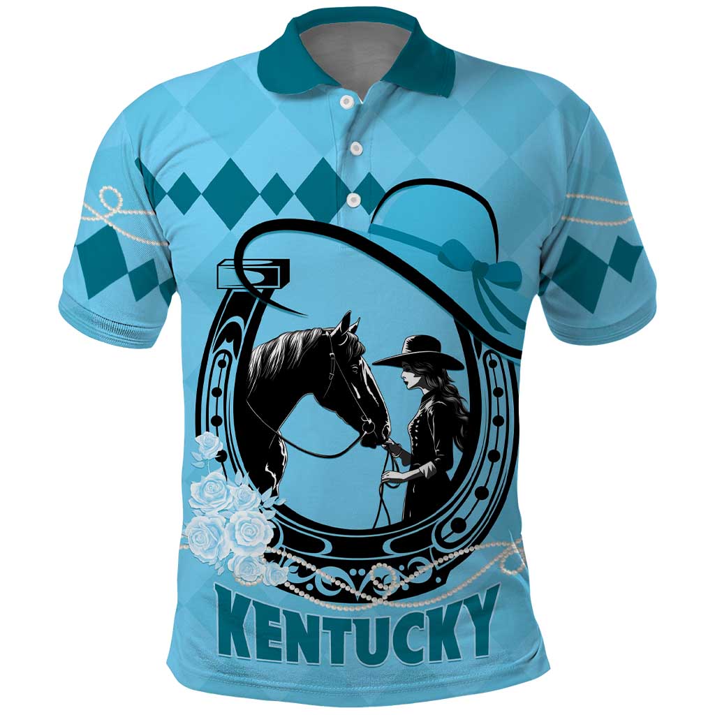 Personalized Kentucky Horse Racing Polo Shirt Beauty and The Horse Blue Version LT01