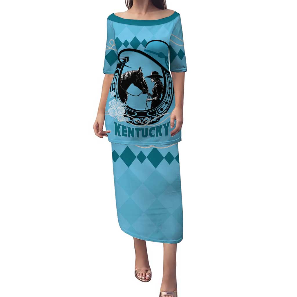 Personalized Kentucky Horse Racing Puletasi Beauty and The Horse Blue Version LT01