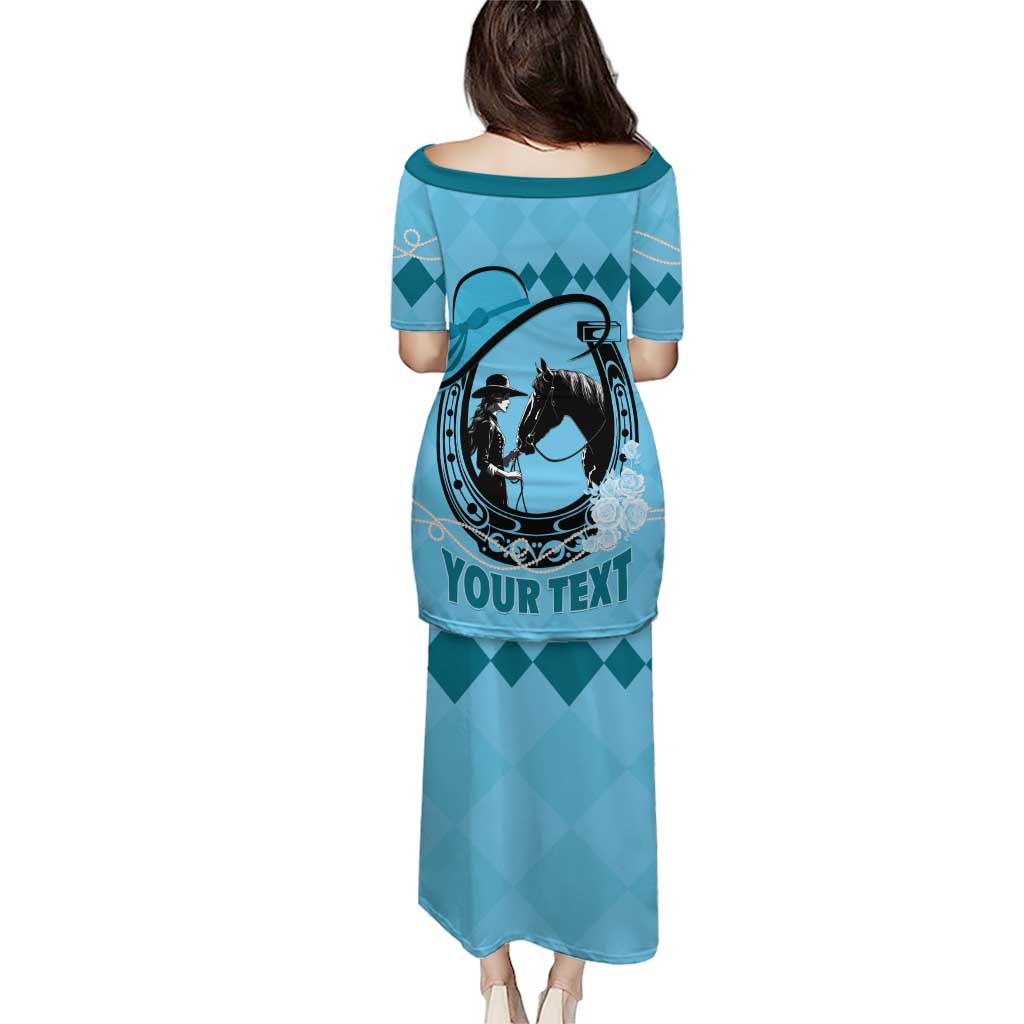 Personalized Kentucky Horse Racing Puletasi Beauty and The Horse Blue Version LT01