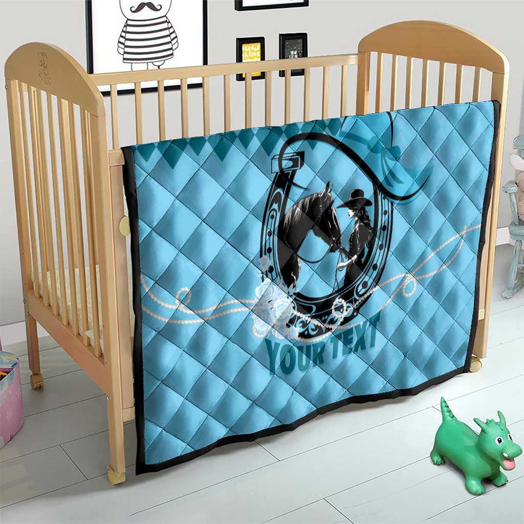 Personalized Kentucky Horse Racing Quilt Beauty and The Horse Blue Version LT01