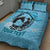 Personalized Kentucky Horse Racing Quilt Bed Set Beauty and The Horse Blue Version LT01