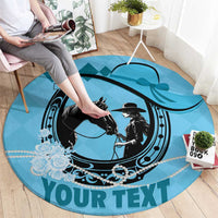 Personalized Kentucky Horse Racing Round Carpet Beauty and The Horse Blue Version LT01