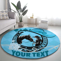 Personalized Kentucky Horse Racing Round Carpet Beauty and The Horse Blue Version LT01