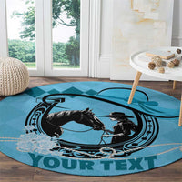 Personalized Kentucky Horse Racing Round Carpet Beauty and The Horse Blue Version LT01