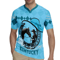 Personalized Kentucky Horse Racing Rugby Jersey Beauty and The Horse Blue Version LT01