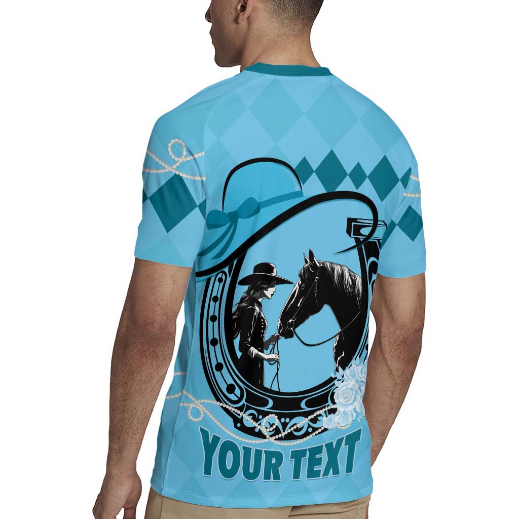 Personalized Kentucky Horse Racing Rugby Jersey Beauty and The Horse Blue Version LT01