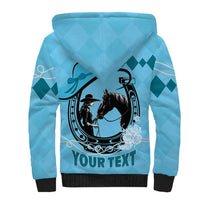 Personalized Kentucky Horse Racing Sherpa Hoodie Beauty and The Horse Blue Version LT01