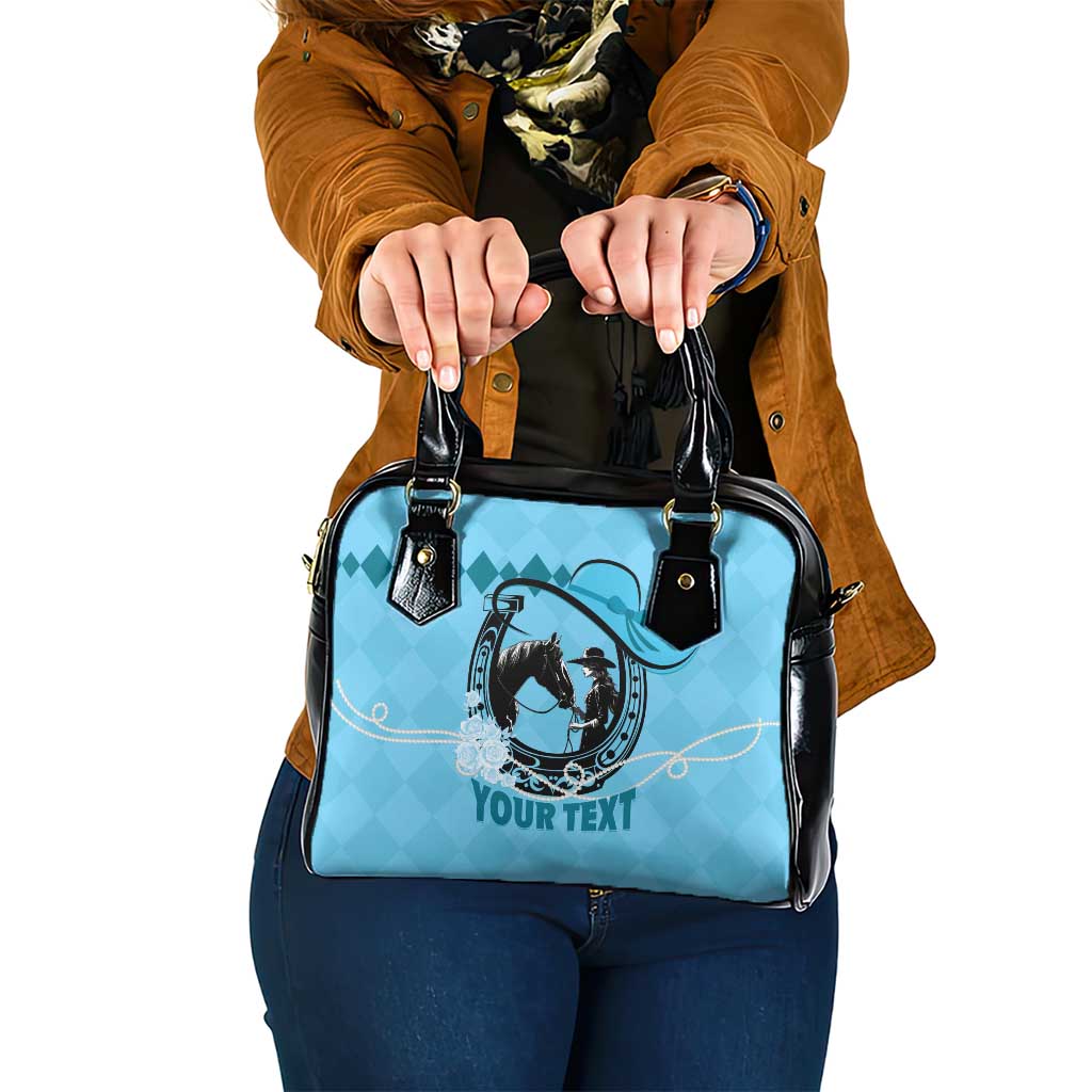 Personalized Kentucky Horse Racing Shoulder Handbag Beauty and The Horse Blue Version LT01