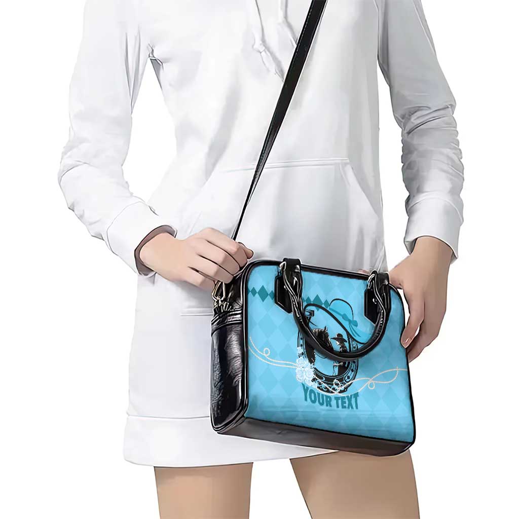 Personalized Kentucky Horse Racing Shoulder Handbag Beauty and The Horse Blue Version LT01