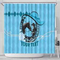 Personalized Kentucky Horse Racing Shower Curtain Beauty and The Horse Blue Version LT01