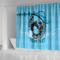 Personalized Kentucky Horse Racing Shower Curtain Beauty and The Horse Blue Version LT01