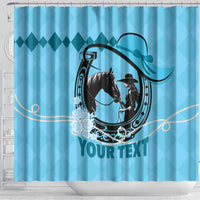 Personalized Kentucky Horse Racing Shower Curtain Beauty and The Horse Blue Version LT01