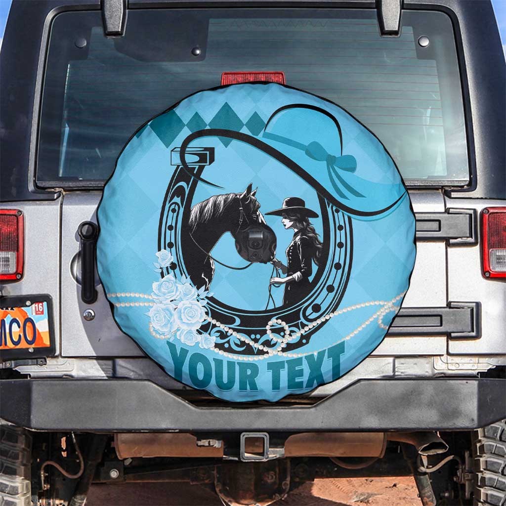 Personalized Kentucky Horse Racing Spare Tire Cover Beauty and The Horse Blue Version LT01