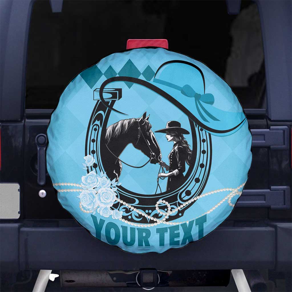 Personalized Kentucky Horse Racing Spare Tire Cover Beauty and The Horse Blue Version LT01
