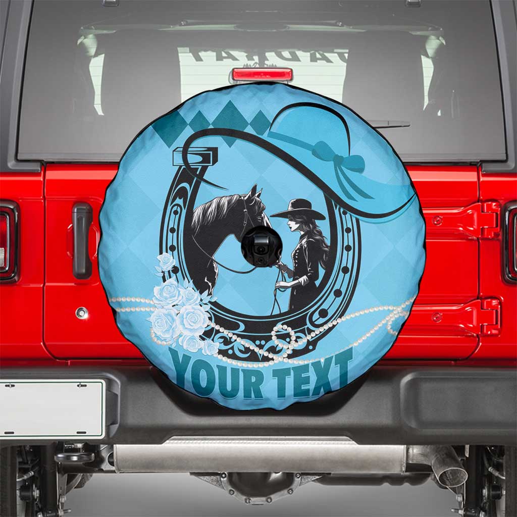 Personalized Kentucky Horse Racing Spare Tire Cover Beauty and The Horse Blue Version LT01