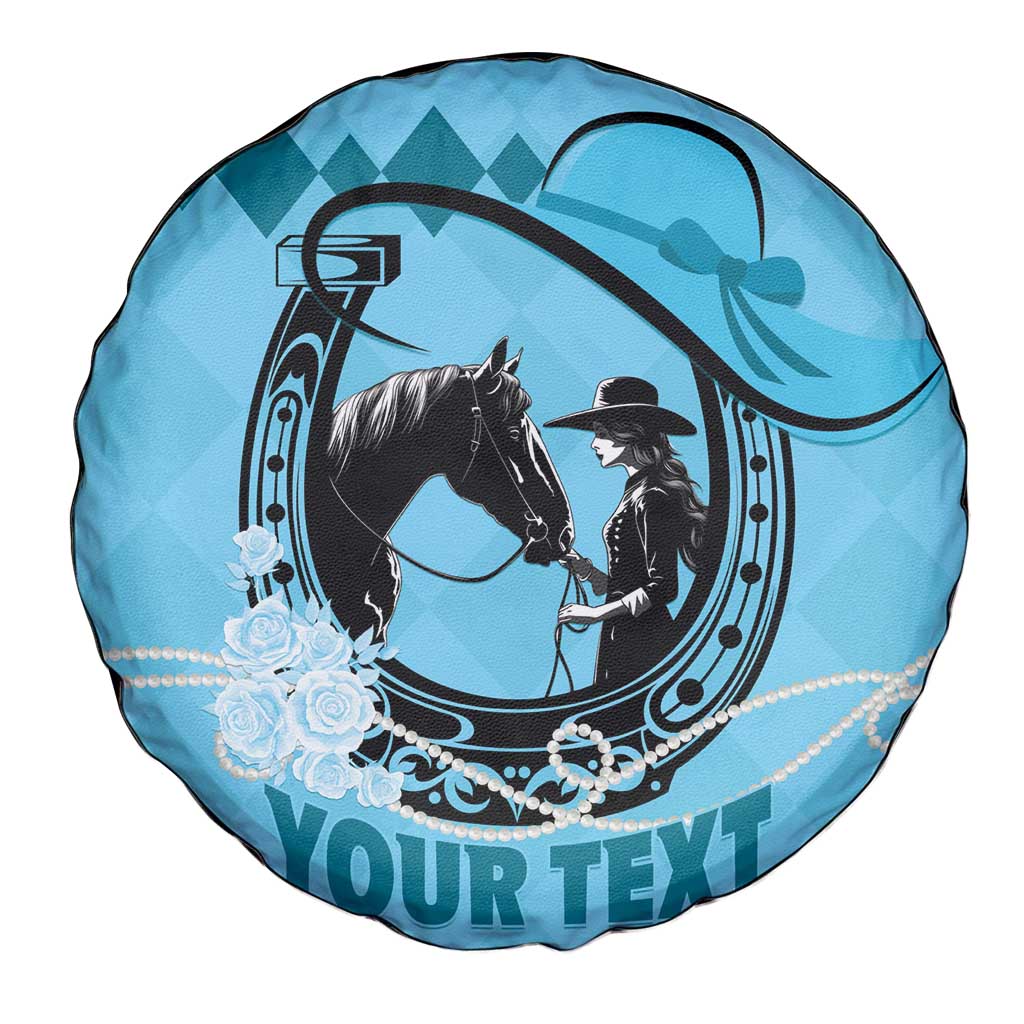 Personalized Kentucky Horse Racing Spare Tire Cover Beauty and The Horse Blue Version LT01