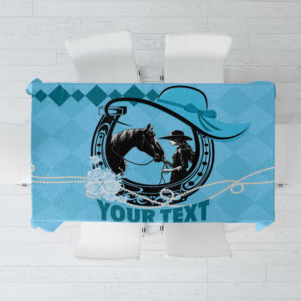Personalized Kentucky Horse Racing Tablecloth Beauty and The Horse Blue Version LT01